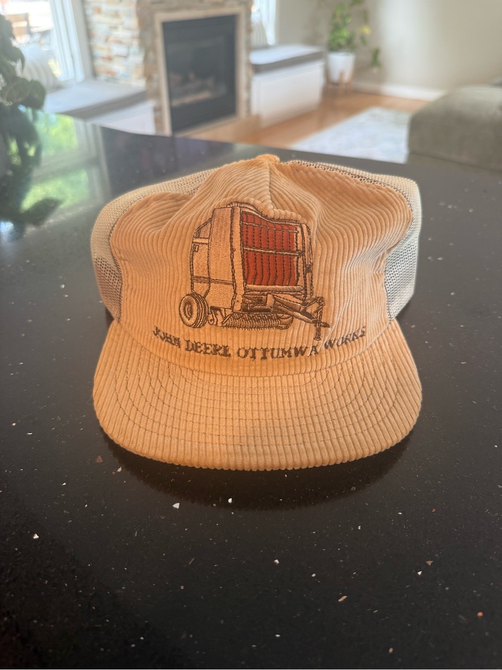John Deere Tan Corduroy Trucker Cap